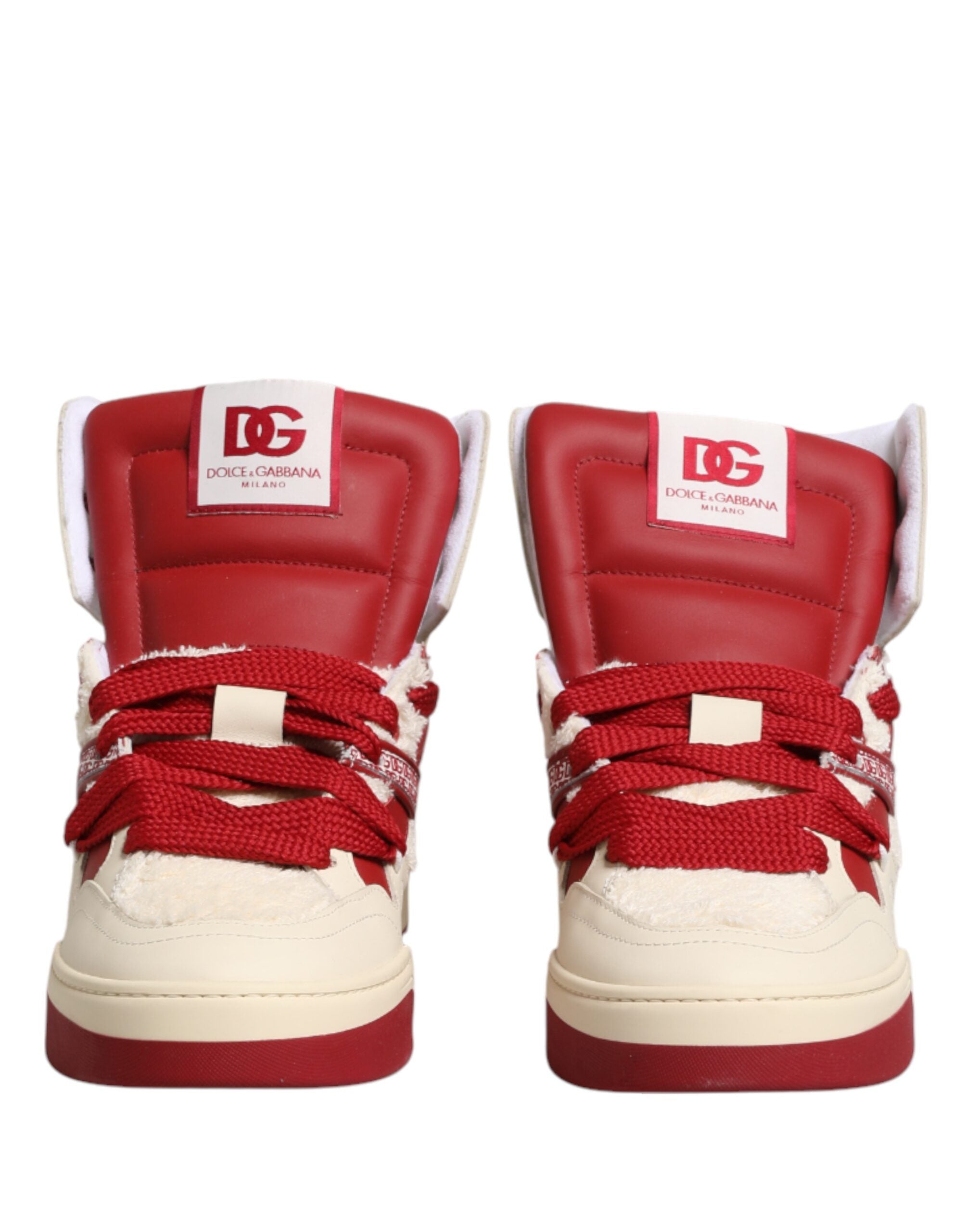 Dolce & Gabbana White Red Custom 2.Zero High Top Men Sneakers Men's Shoes