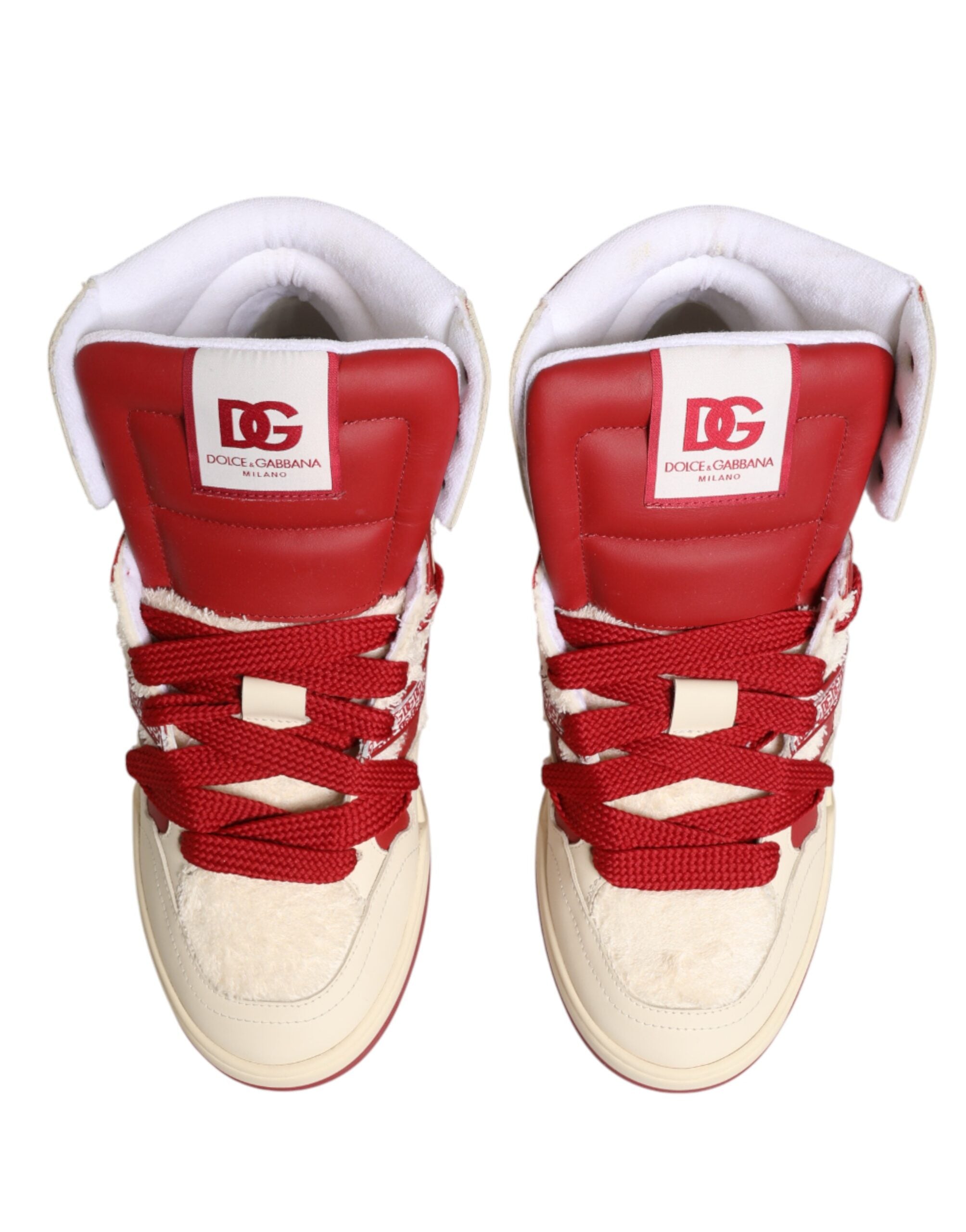 Dolce & Gabbana White Red Custom 2.Zero High Top Men Sneakers Men's Shoes