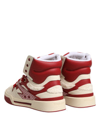 Dolce & Gabbana White Red Custom 2.Zero High Top Men Sneakers Men's Shoes