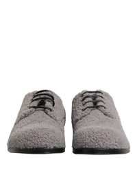 Dolce & Gabbana Dolce & Gabbana Gray Fleece Lace Up Men Derby Dress Men's Shoes