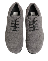 Dolce & Gabbana Dolce & Gabbana Gray Fleece Lace Up Men Derby Dress Men's Shoes