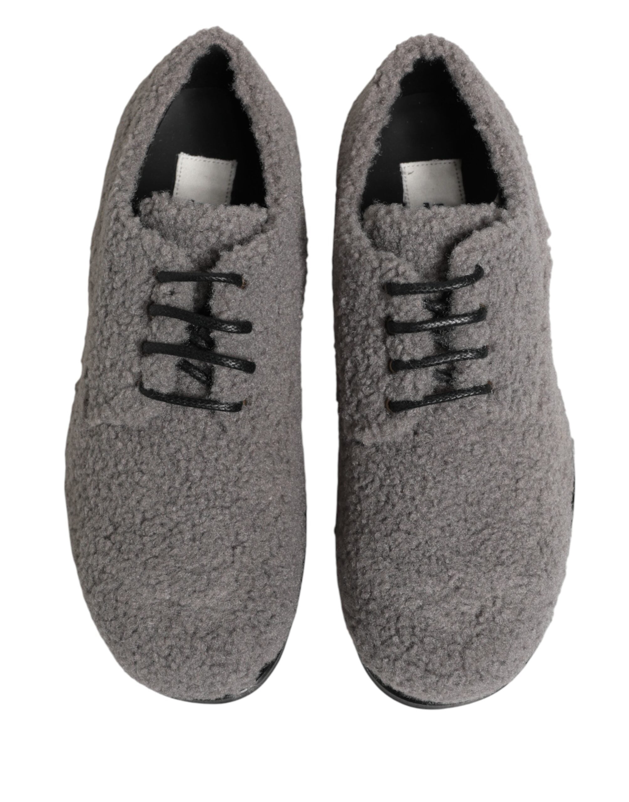 Dolce & Gabbana Dolce & Gabbana Gray Fleece Lace Up Men Derby Dress Men's Shoes