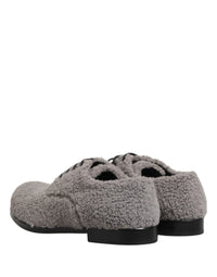 Dolce & Gabbana Dolce & Gabbana Gray Fleece Lace Up Men Derby Dress Men's Shoes