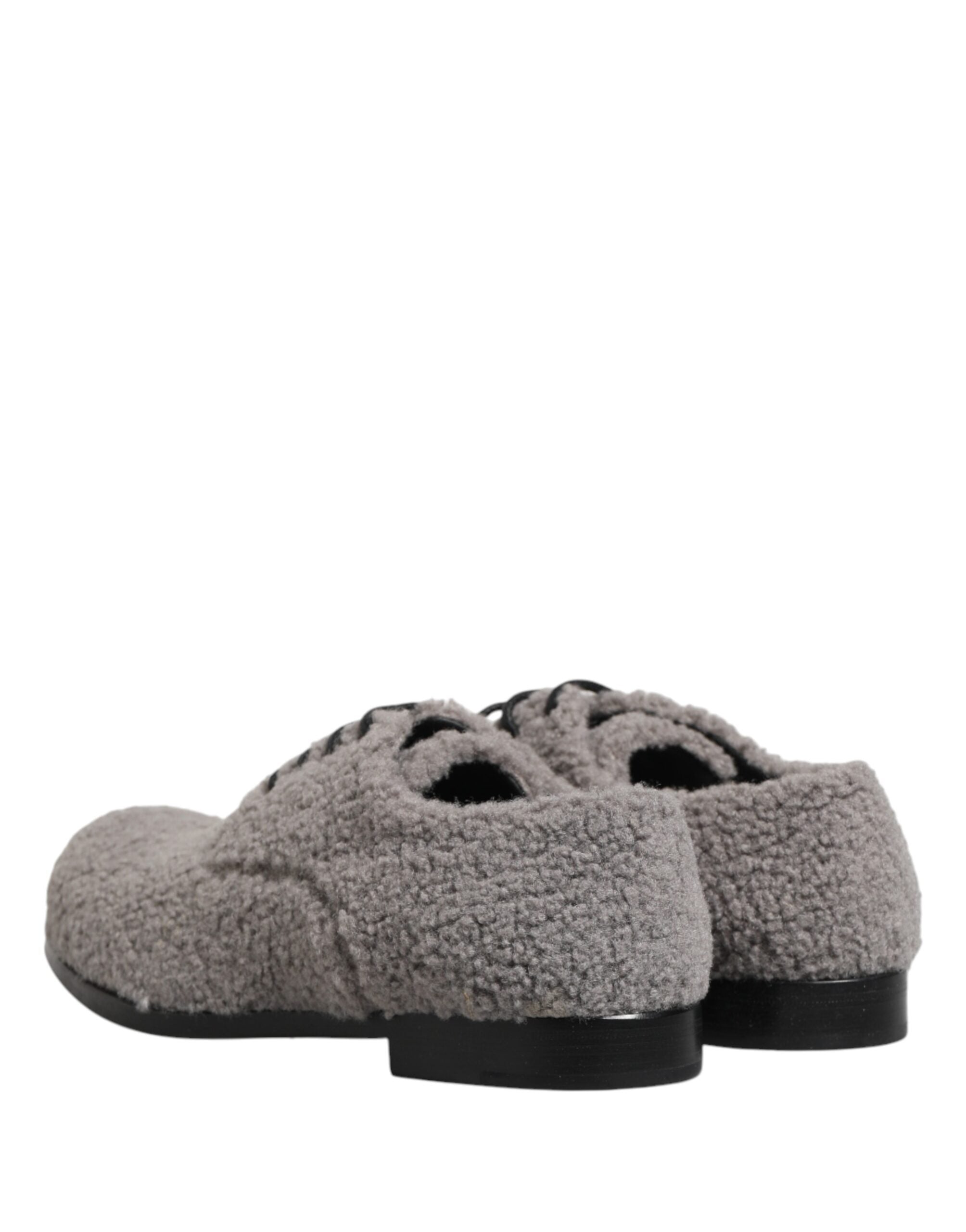 Dolce & Gabbana Dolce & Gabbana Gray Fleece Lace Up Men Derby Dress Men's Shoes