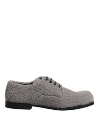 Dolce & Gabbana Dolce & Gabbana Gray Fleece Lace Up Men Derby Dress Men's Shoes