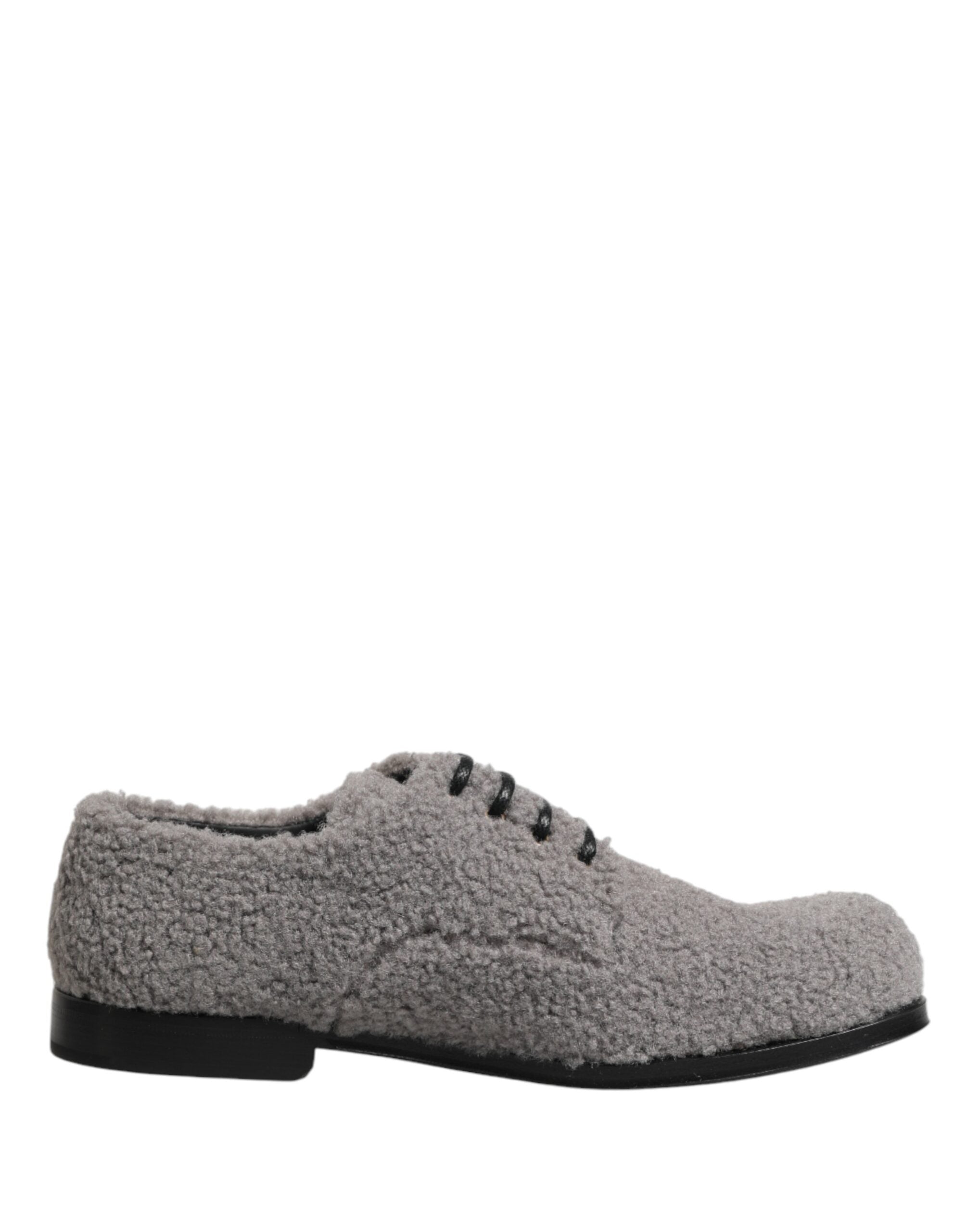 Dolce & Gabbana Dolce & Gabbana Gray Fleece Lace Up Men Derby Dress Men's Shoes