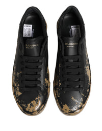 Dolce & Gabbana Black Portofino Mud Effect Low Top Sneakers Men's Shoes