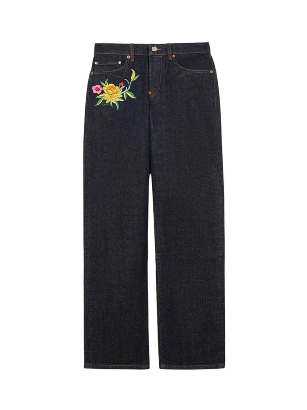 KENZO Kenzo Women `Kenzo Wildflower` Straight-Leg Japanese Denim Trousers