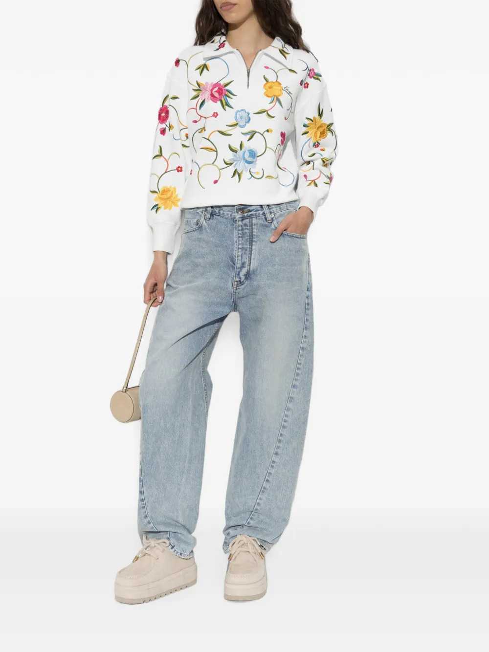 KENZO Kenzo Women Quarter-Zip Sweatshirt With Floral Embroidery
