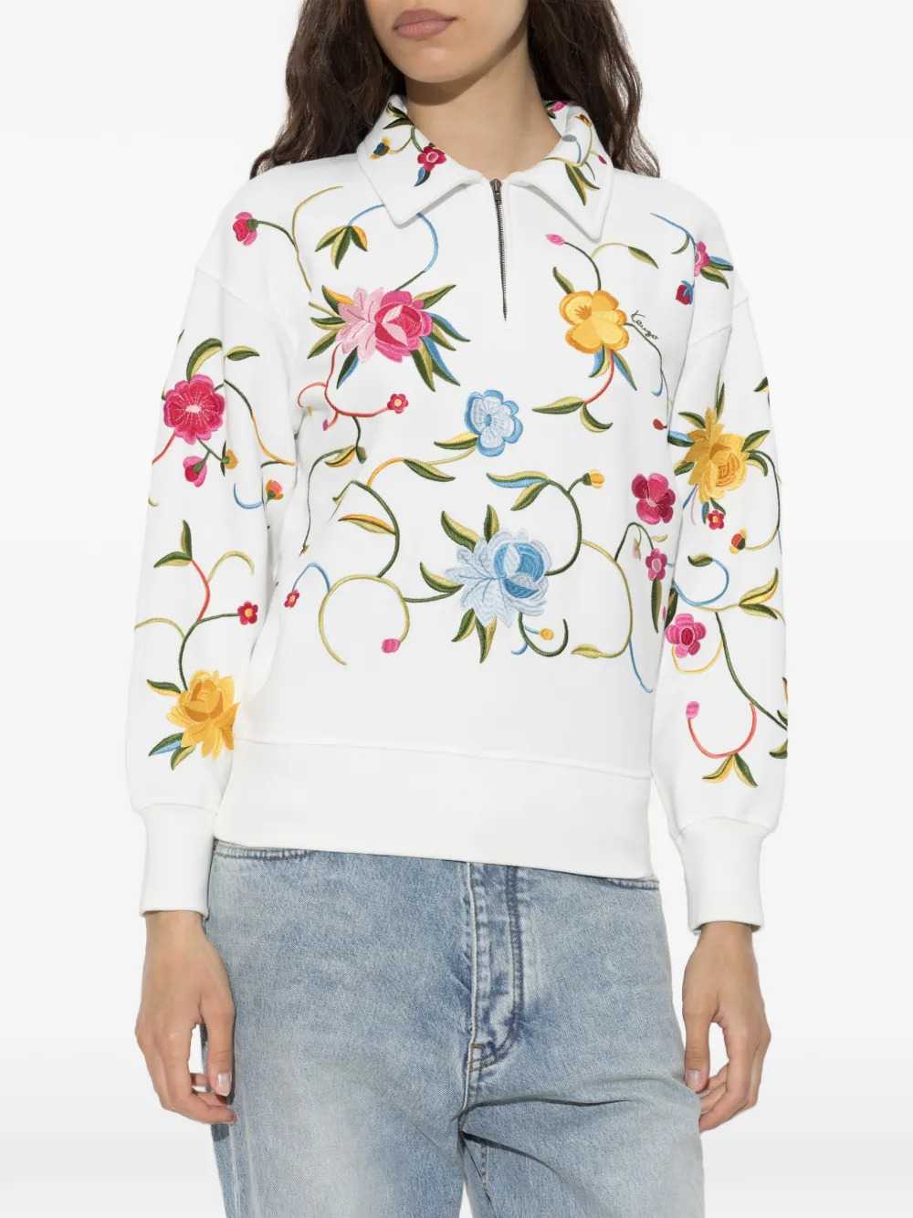 KENZO Kenzo Women Quarter-Zip Sweatshirt With Floral Embroidery