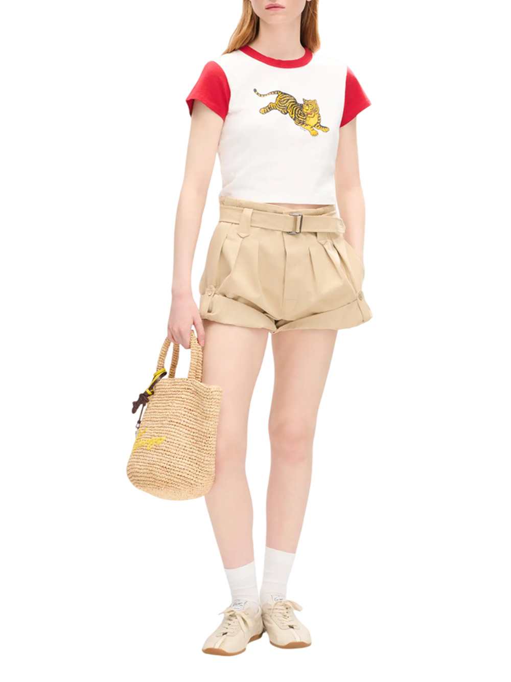 KENZO Kenzo Women `Kenzo Jumping Tiger` Cotton Cropped T-Shirt
