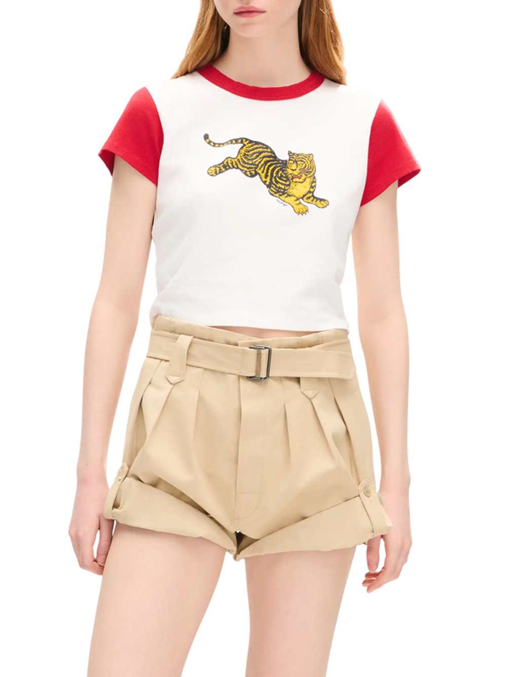 KENZO Kenzo Women `Kenzo Jumping Tiger` Cotton Cropped T-Shirt