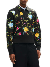 Kenzo Men `Kenzo Wildflower` Embroidered Half-Zip Cotton Sweatshirt