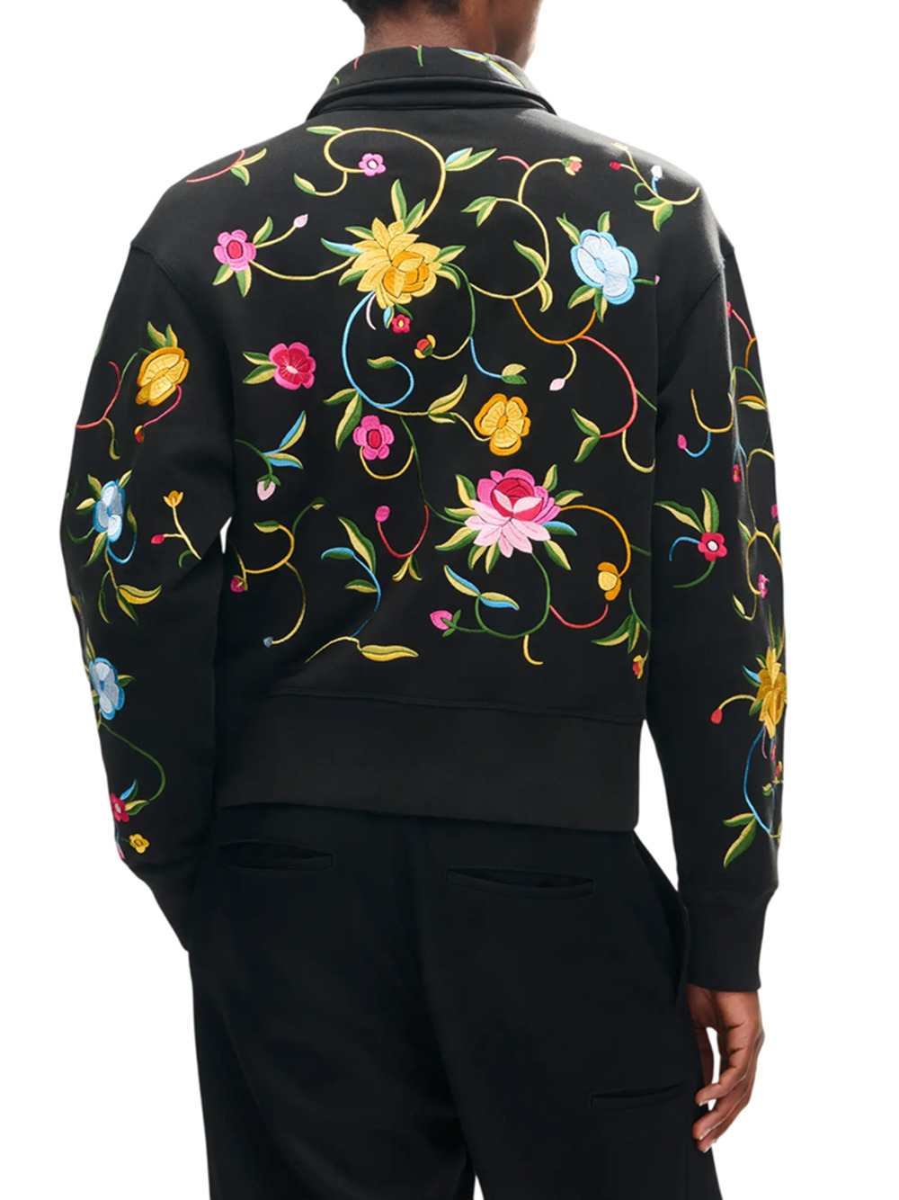 Kenzo Men `Kenzo Wildflower` Embroidered Half-Zip Cotton Sweatshirt