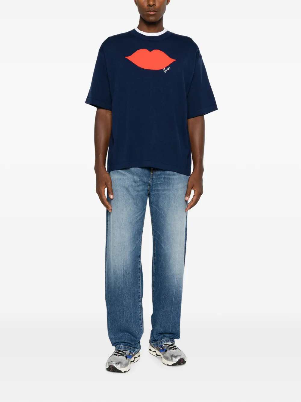KENZO Kenzo Unisex Short-Sleeved Sweater With Lip Intarsio