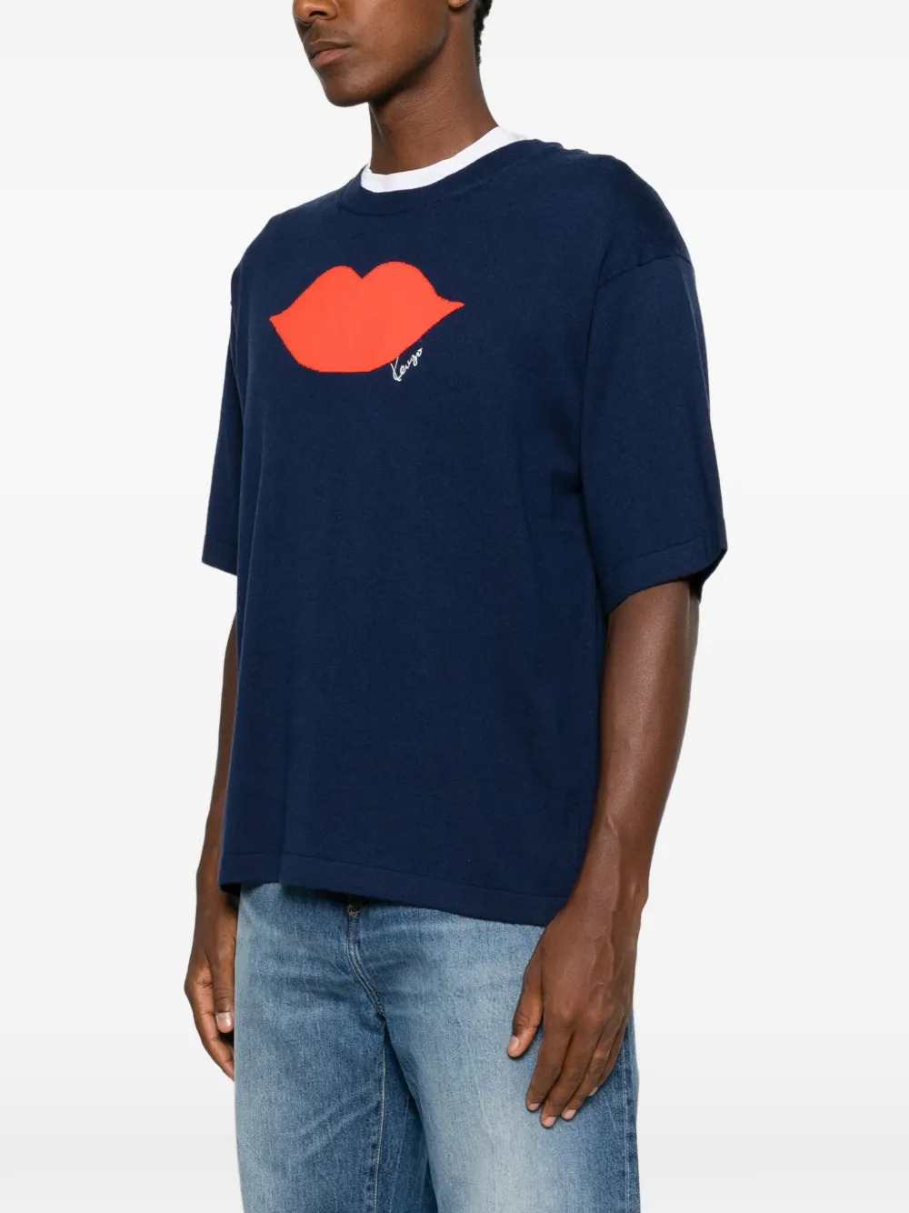 KENZO Kenzo Unisex Short-Sleeved Sweater With Lip Intarsio