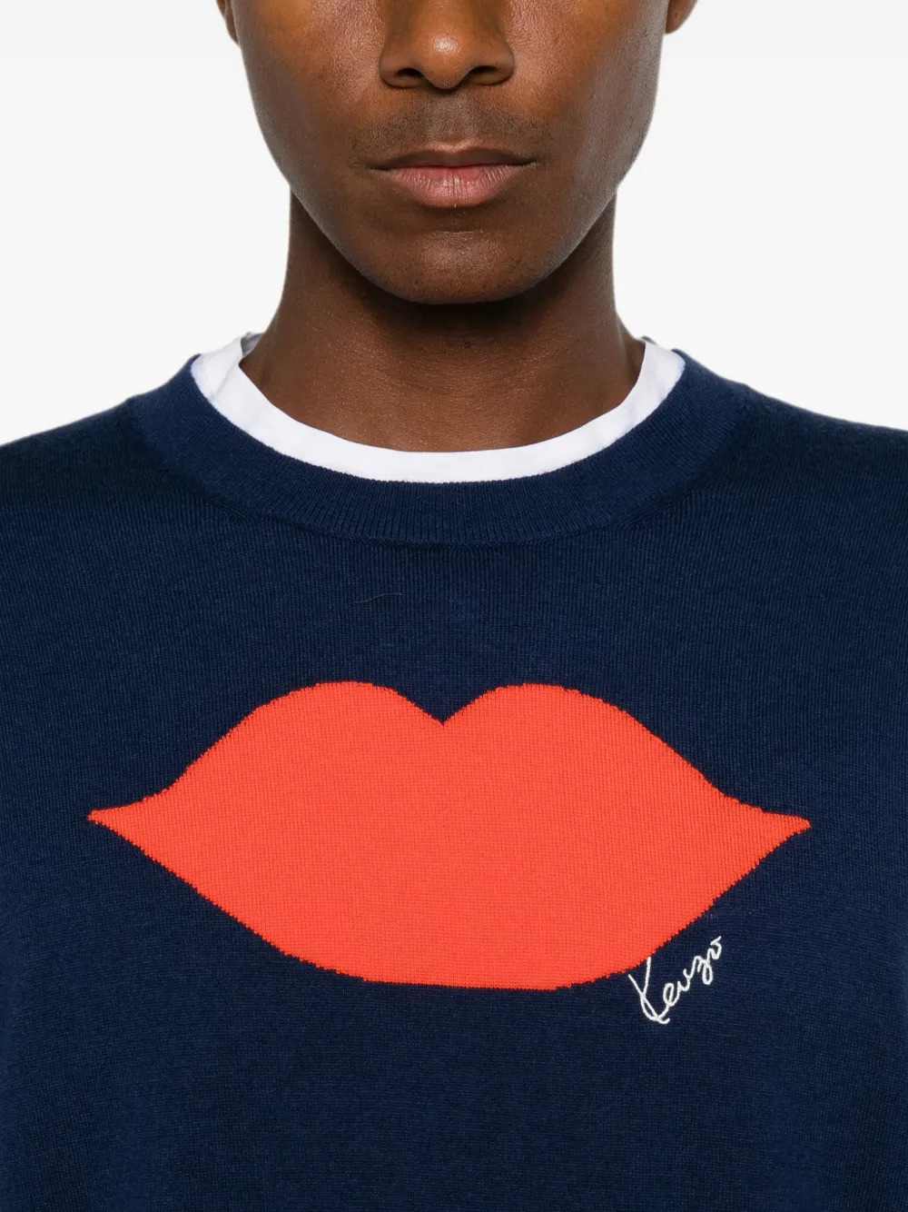 KENZO Kenzo Unisex Short-Sleeved Sweater With Lip Intarsio