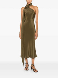MAX MARA Max Mara Women Evasto One-Shoulder Silk Midi Dress With Metallic Details