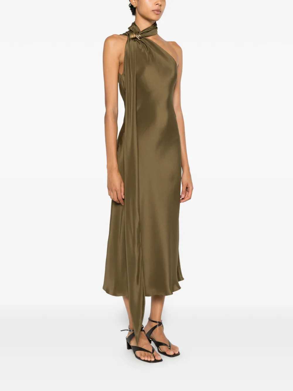 MAX MARA Max Mara Women Evasto One-Shoulder Silk Midi Dress With Metallic Details