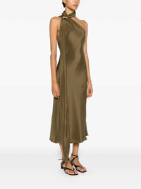 MAX MARA Max Mara Women Evasto One-Shoulder Silk Midi Dress With Metallic Details