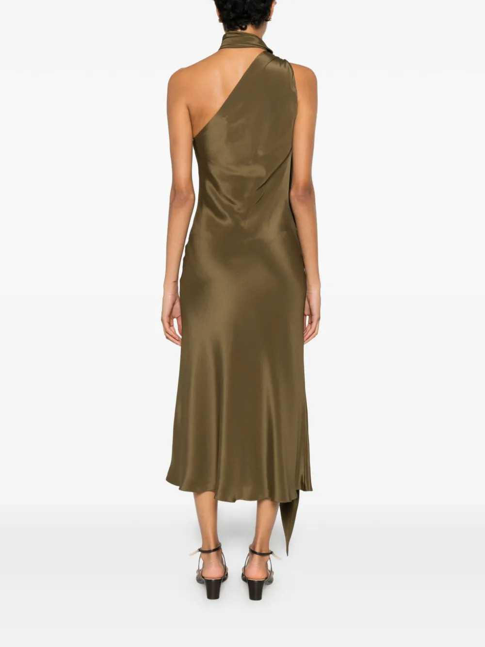 MAX MARA Max Mara Women Evasto One-Shoulder Silk Midi Dress With Metallic Details