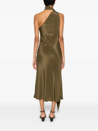 MAX MARA Max Mara Women Evasto One-Shoulder Silk Midi Dress With Metallic Details