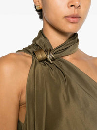 MAX MARA Max Mara Women Evasto One-Shoulder Silk Midi Dress With Metallic Details