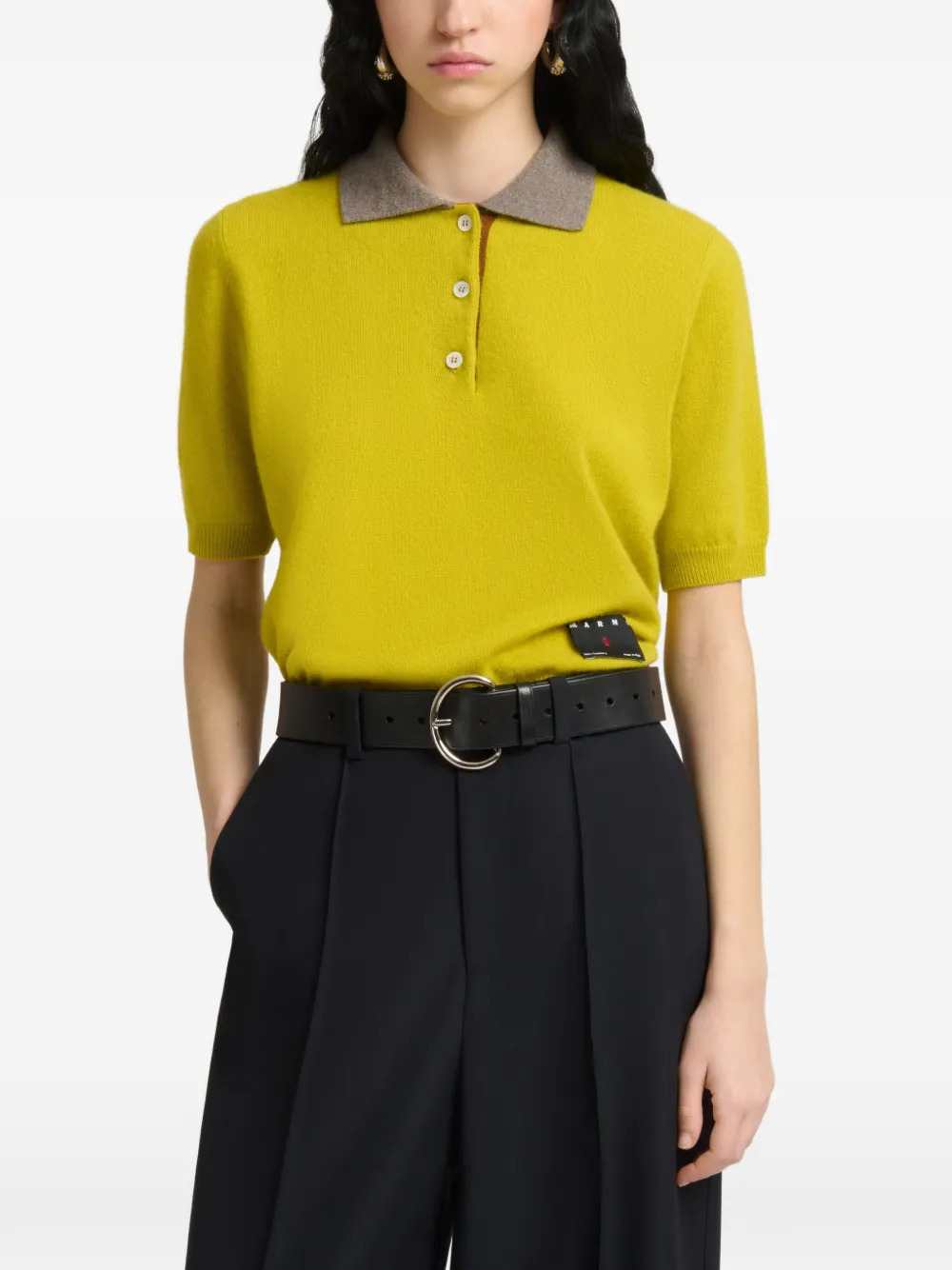 MARNI Marni Women Yellow Cashmere Polo Shirt With Contrasting Collar