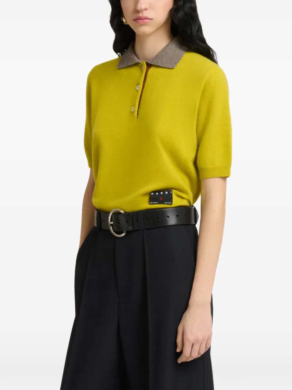 MARNI Marni Women Yellow Cashmere Polo Shirt With Contrasting Collar
