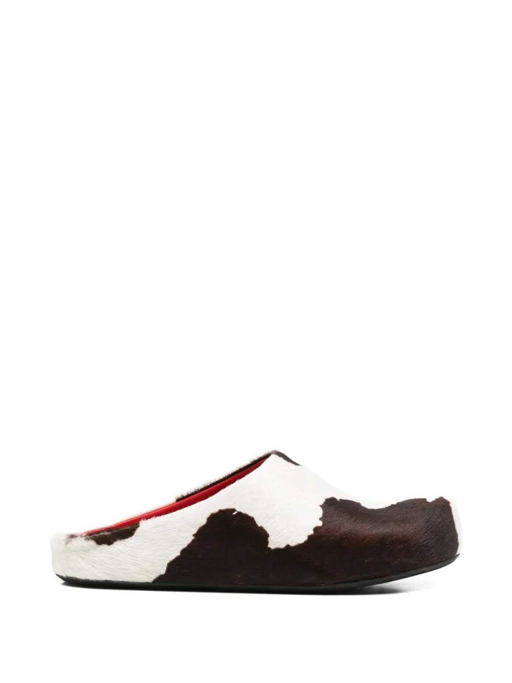 MARNI Marni Men White And Brown Cow-Print Calf Hair Fussbett Mules