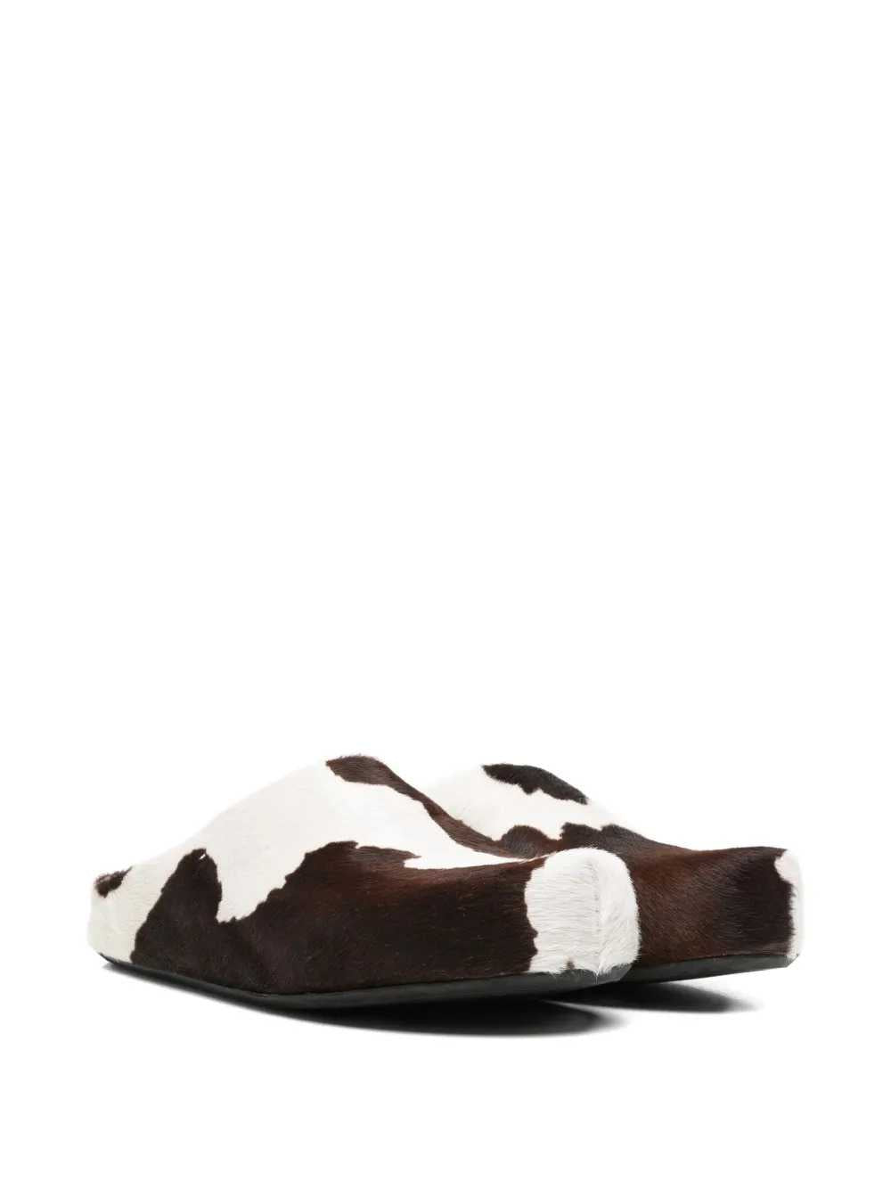 MARNI Marni Men White And Brown Cow-Print Calf Hair Fussbett Mules