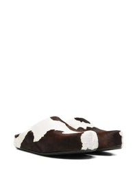 MARNI Marni Men White And Brown Cow-Print Calf Hair Fussbett Mules