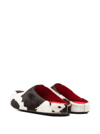 MARNI Marni Men White And Brown Cow-Print Calf Hair Fussbett Mules