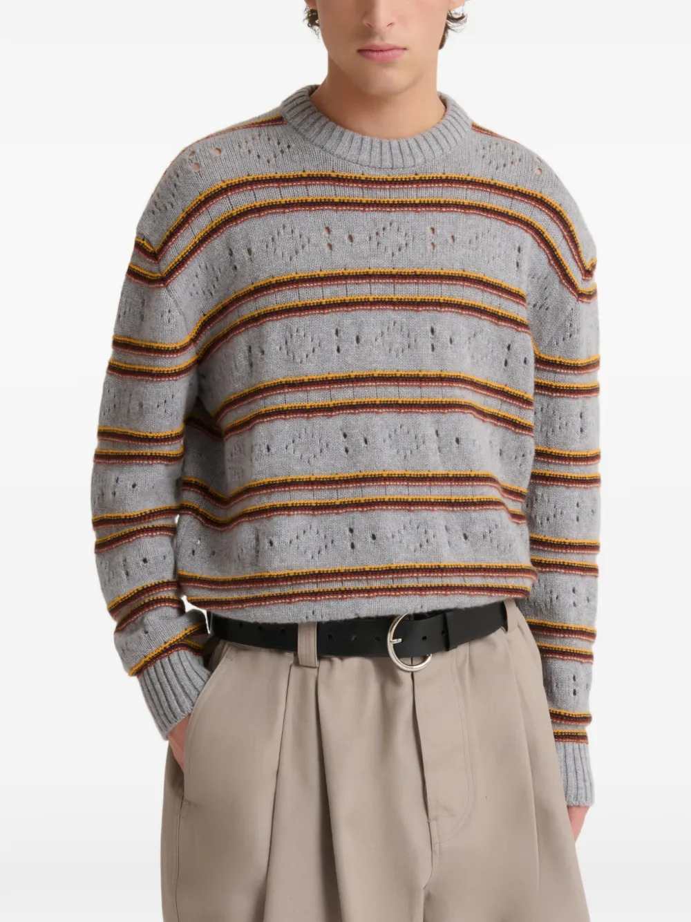 MARNI Marni Men Grey Cashmere Open-Knit Sweater