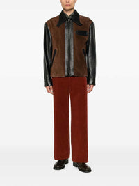 MARNI Marni Men Black Leather Jacket With Suede Front Panel