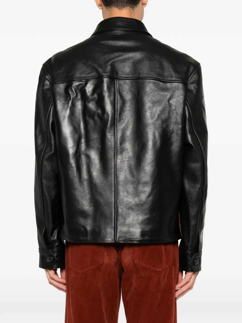 MARNI Marni Men Black Leather Jacket With Suede Front Panel