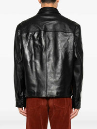 MARNI Marni Men Black Leather Jacket With Suede Front Panel