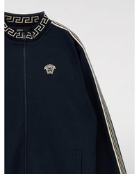 Versace Track Jacket with Greek Key Detail Kids Blue Cardigans