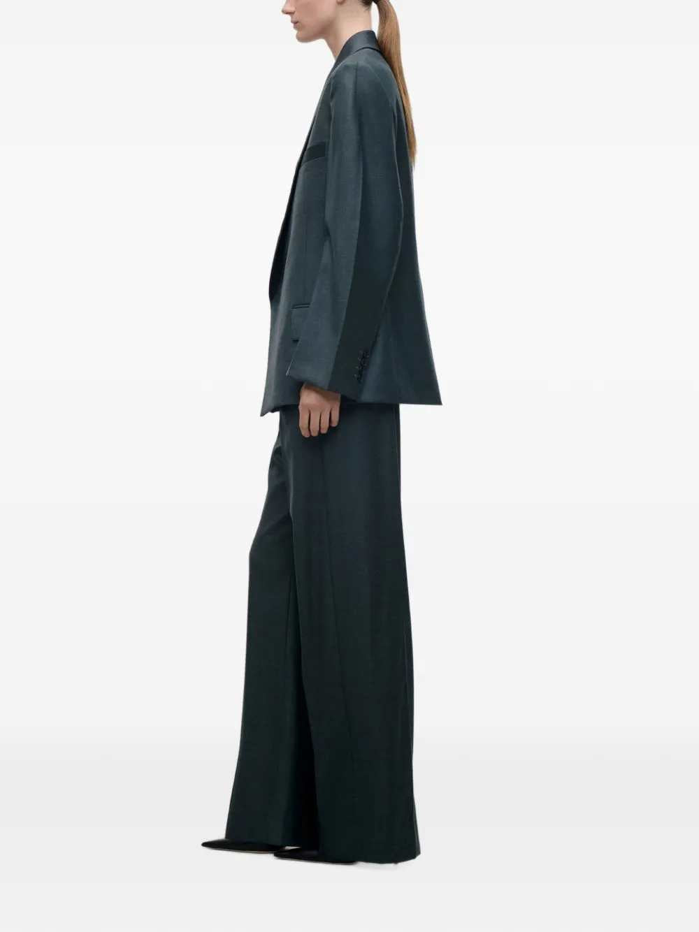 VICTORIA BECKHAM Victoria Beckham Women Petrol-Blue Blazer With Peak Lapels