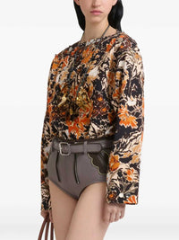 MARNI Marni Women Black Cloqué Top With Extreme Bouquet Print