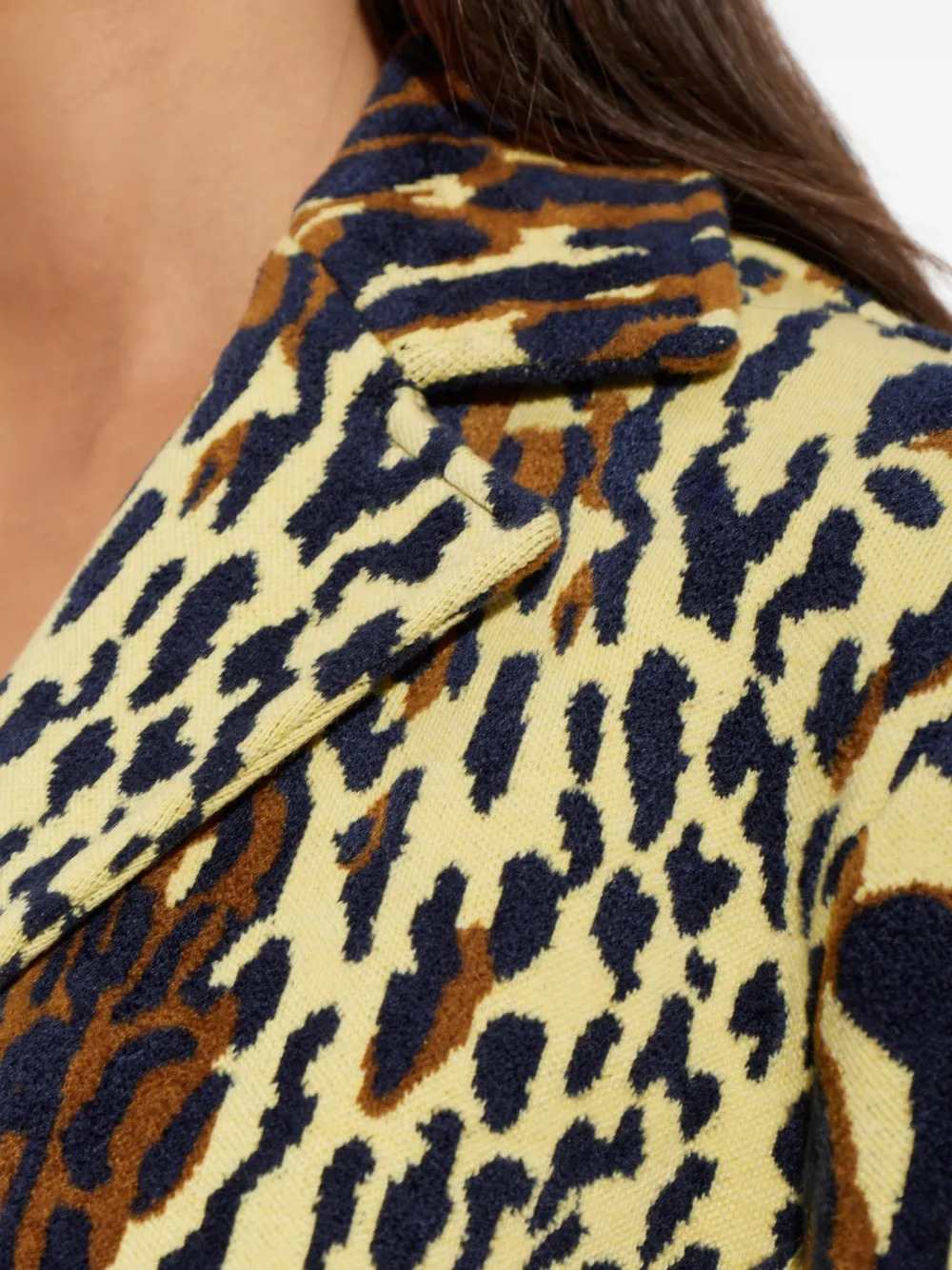 MARNI Marni Women Yellow Animal-Print Wool Chenille Coat