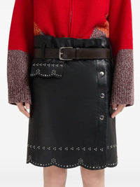 MARNI Marni Women Black Leather Skirt With Micro-Studs