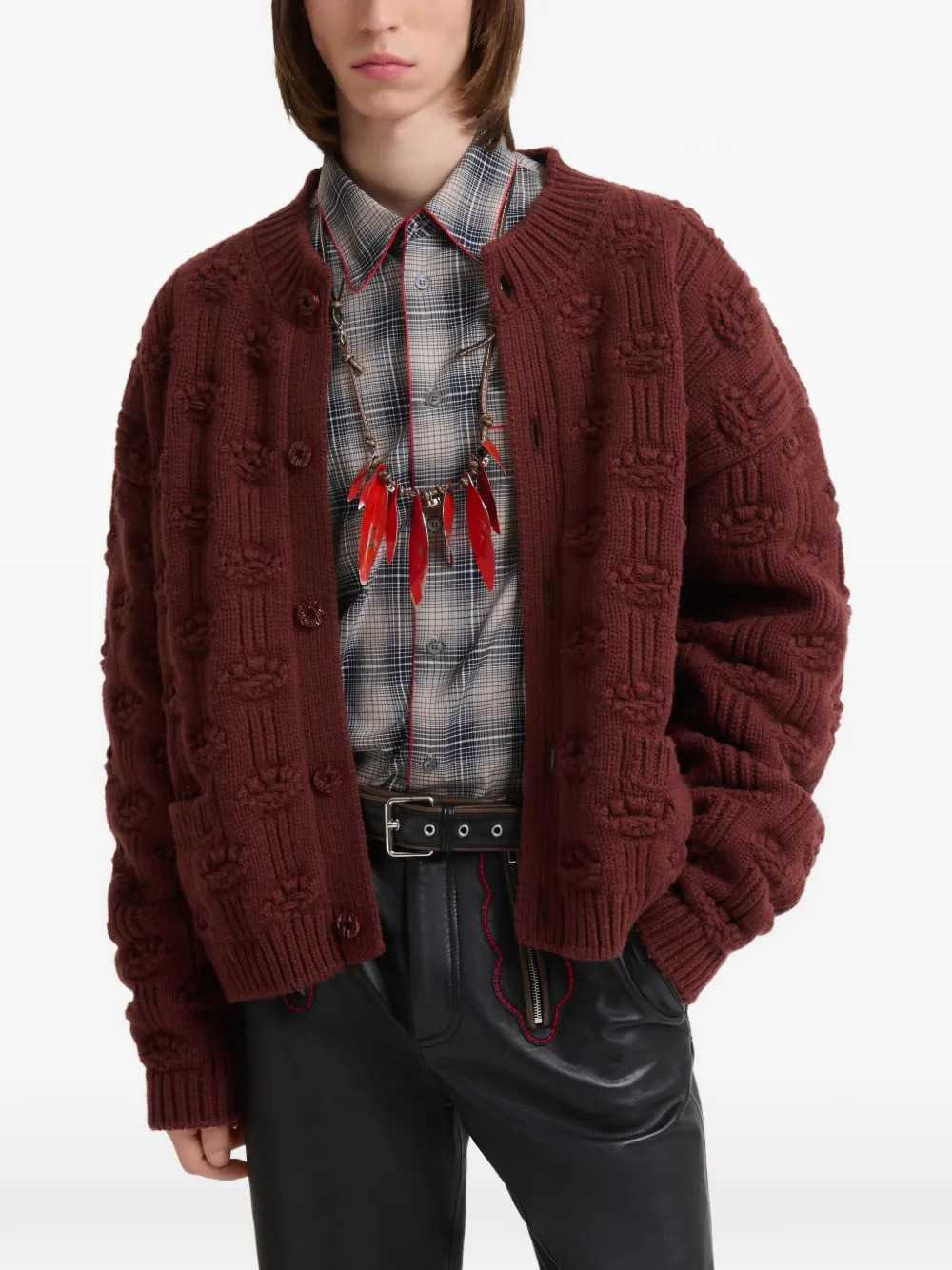 Marni Men Brown Wool And Cashmere Fisherman Cardigan