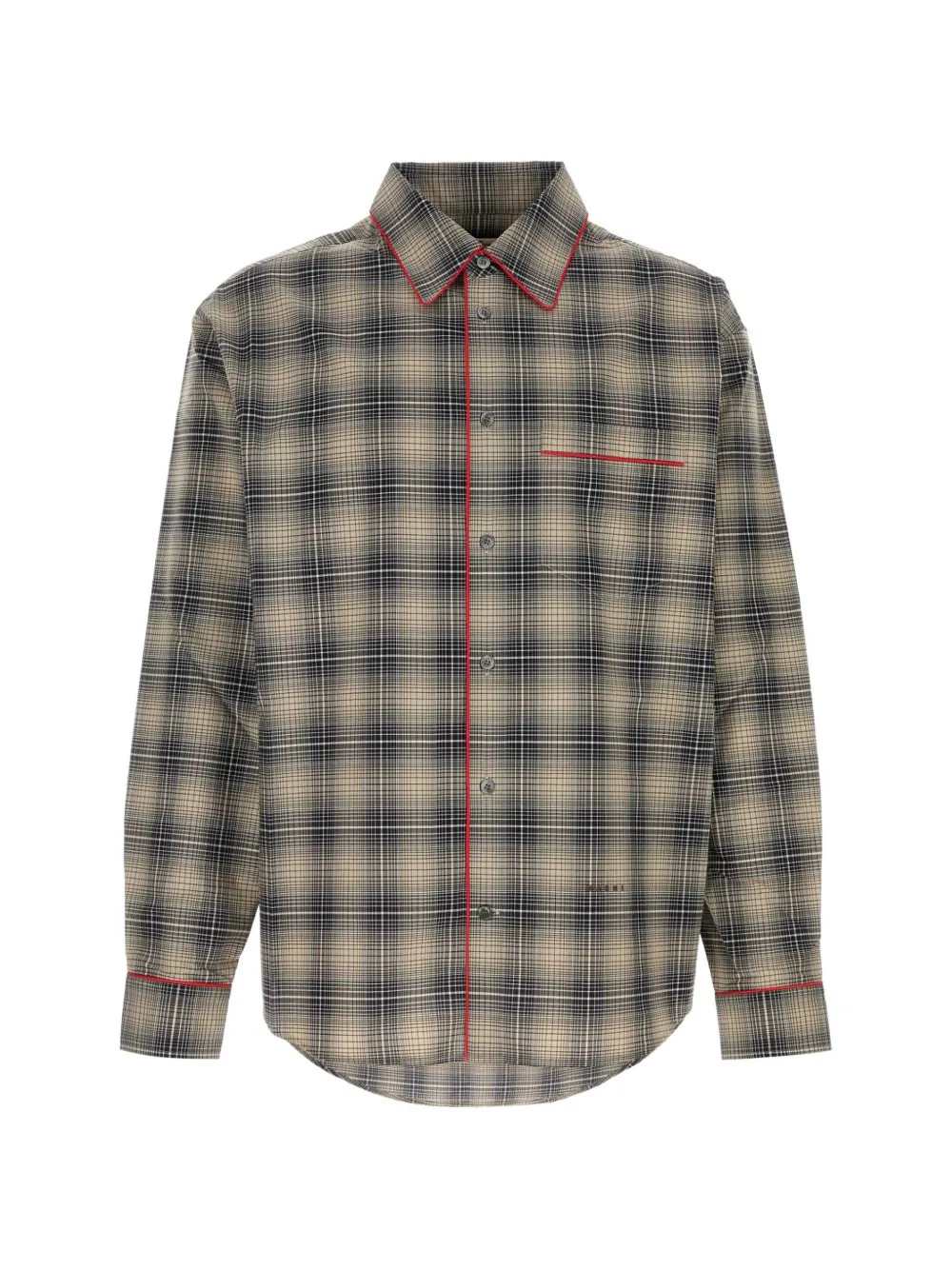MARNI Marni Men Beige And Light Brown Ombré Check Shirt With Contrasting Piping.