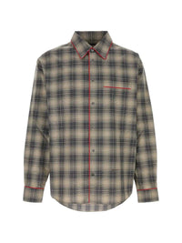 MARNI Marni Men Beige And Light Brown Ombré Check Shirt With Contrasting Piping.