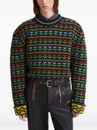 MARNI Marni Men Black Shetland Wool Sweater With Fair Isle Pattern