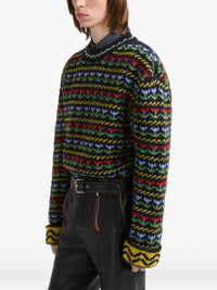 MARNI Marni Men Black Shetland Wool Sweater With Fair Isle Pattern