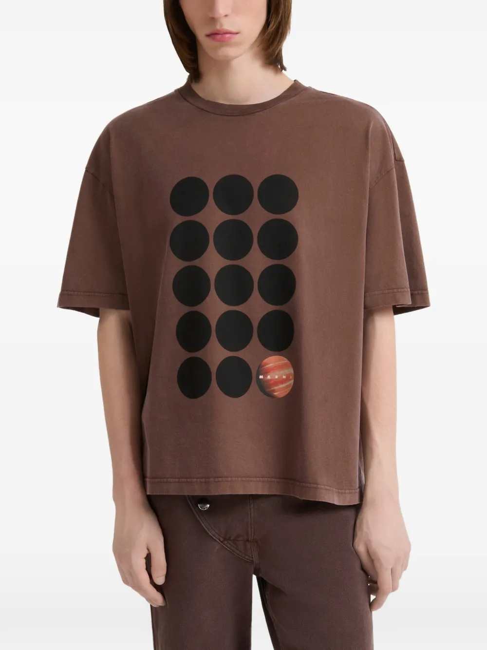 MARNI Marni Men Brown Cotton T-Shirt With Planet Print