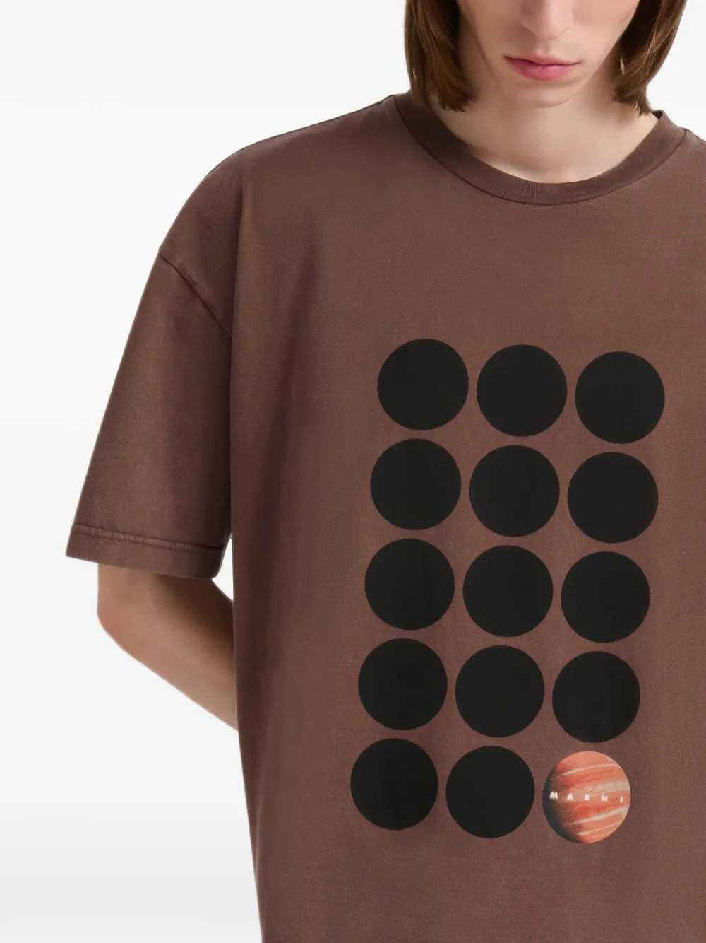 MARNI Marni Men Brown Cotton T-Shirt With Planet Print