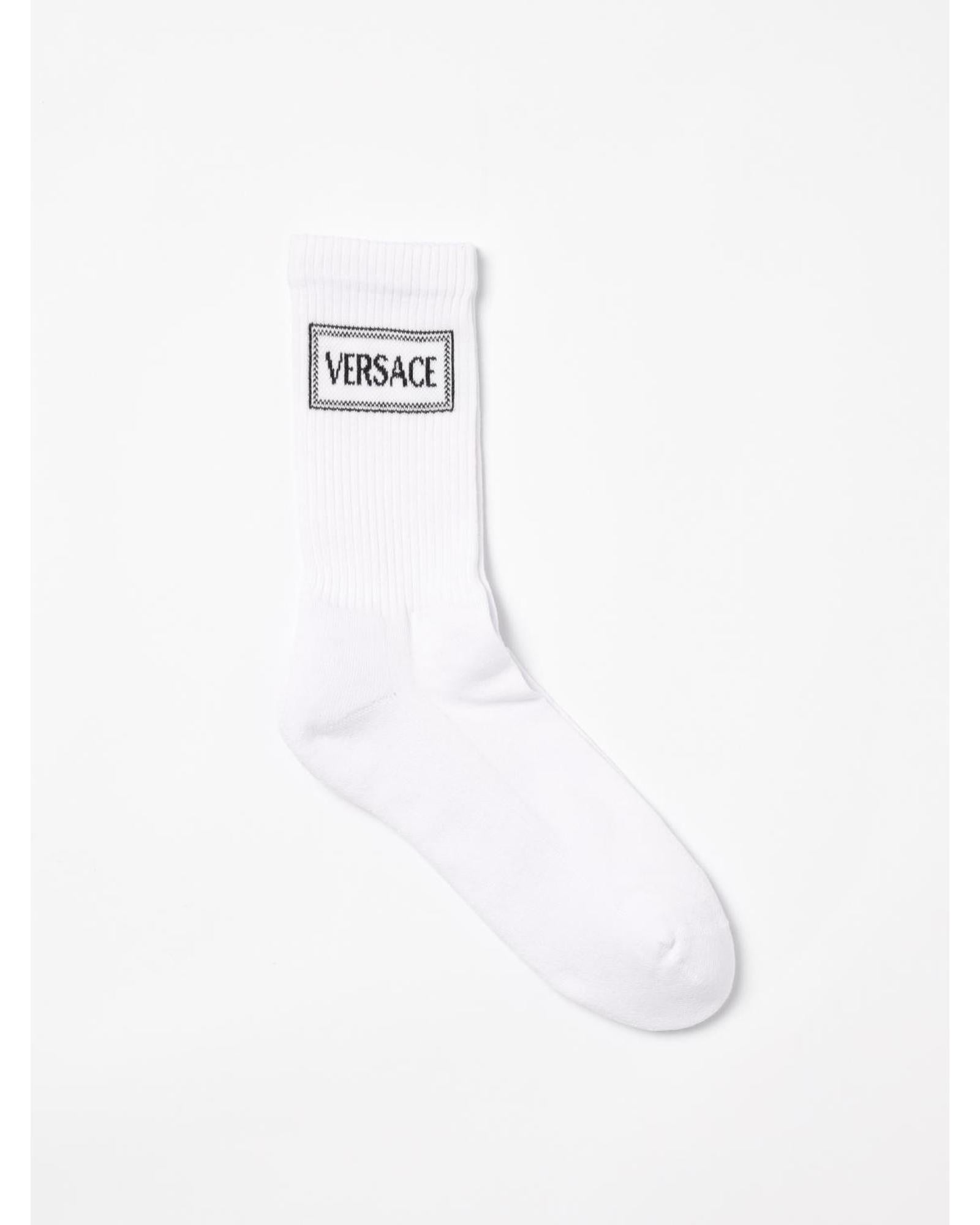 Versace Logo Crew Socks Kids White